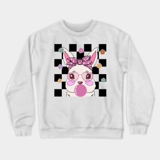 Cute Easter Bunny Checkerboard Crewneck Sweatshirt